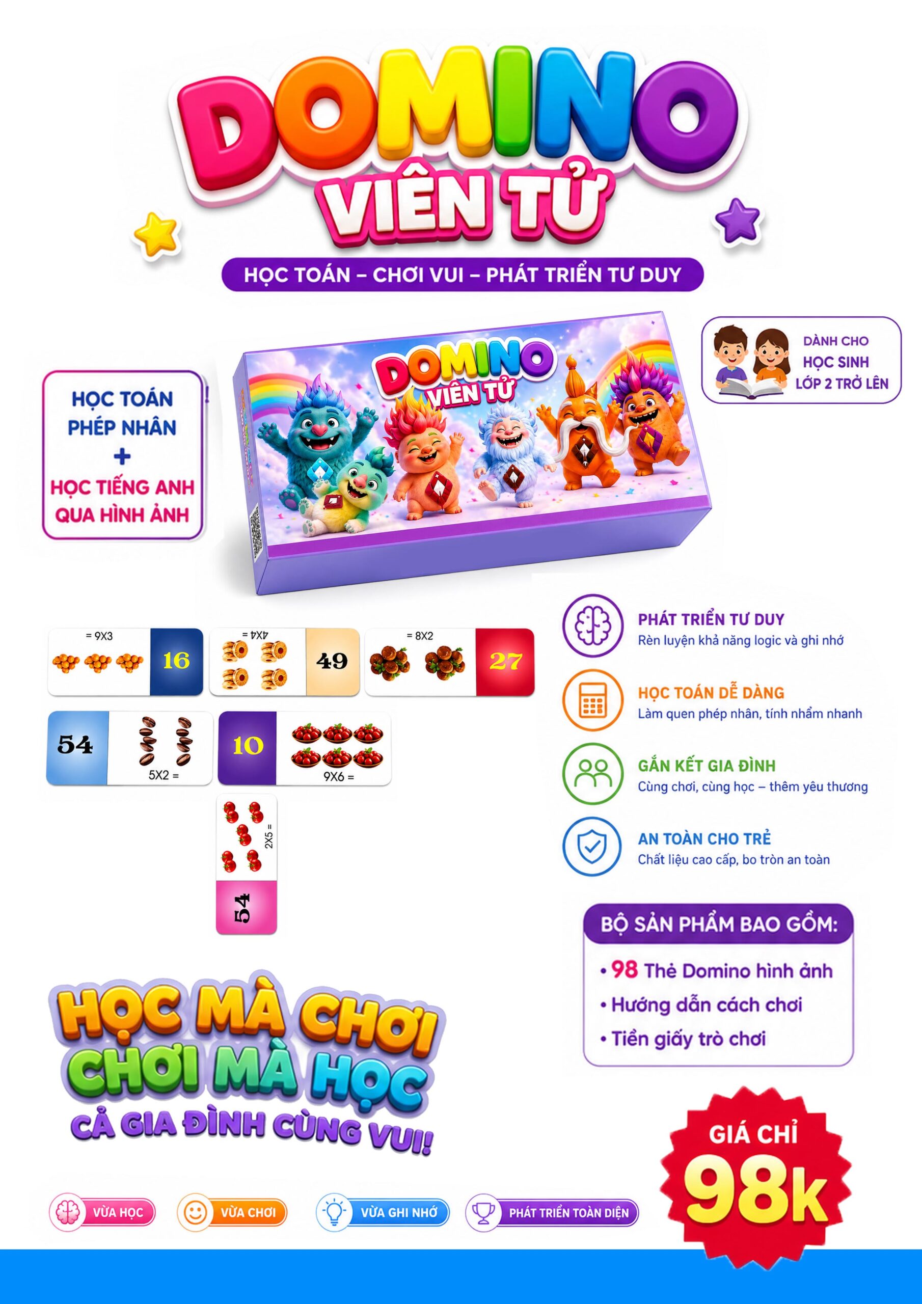 Domino Thập Chương – Luyện Phép Tính Nhân cho bé